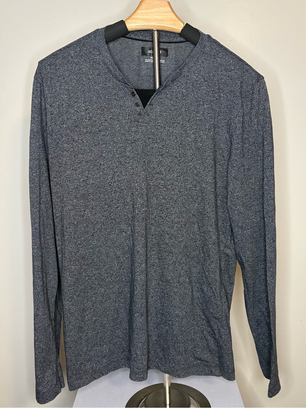 Alfani Men's Long-Sleeve Henley in Charcoal Gray